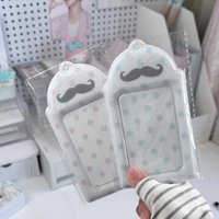 2pcs Polka Dot Mustache Print Card Holder PVC Kpop Idol 3 Inch Photocard Meal Card School ID Card Storage Display Pendant