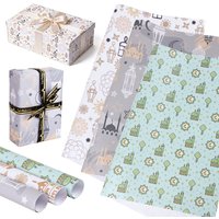 10PCS Eid Mubarak Gift Wrapping Paper Roll Ramadan Moon Lantern Pattern Paper Islamic Muslim DIY Gift Box Packaging Decoration