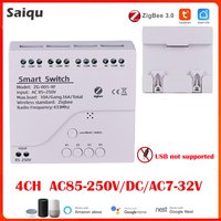 220V Zigbee Smart WiFi Switch Module 4Channel 85-250V RF433 Relay Smart Home APP Remote Control With Alexa Google Home