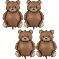 4 Pcs Bear Balloons Cute Brown Bear Shaped Animal Theme Balloons Bear Baby Shower Decorations Supplies
