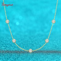 Smyoue 18k Plated 2.5CTTW Classic Bubble Moissanite Necklace for Women Sparkling Pendant Sterling Silver 925 Chain Wedding