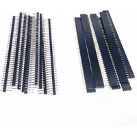 20pcs 10 Pairs 40 Pin 1x40 Single Row Male and Female 2.54 Breakable Pin Header PCB JST Connector Strip for Arduino Black