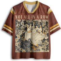 Vintage Floral Duck Funny Slogan Retro Print Brown Mustard Color Block Mesh V Neck Loose Football Jersey T-shirt