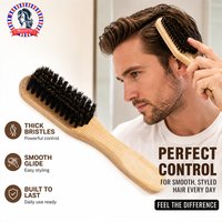 Professional Bamboo Wood Bristle Hair Brush Men Beard Grooming Brush for Slick Back Hairstyles Salon Barber Tool