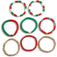 IngeSight.Z 8 Pcs/set New Trendy Christmas Soft Polymer Clay CCB Handmade Beaded Elastic Bracelets Women New Year Jewelry Gifts