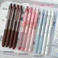 4PCS/Set Puppy Style Gel Pen Soft Grip Design 0.5mm Black Pen Rose Style Gel Pen Pen Clip Design Office Supplies