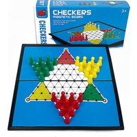 Foldable Magnetic Chinese Checkers Board Game Portable Plastic Chess Set Travel Kids Toy Outdoor Family Fun