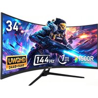 Gawfolk 34 Zoll Ultrawide Curved Gaming Monitor, UWQHD 144Hz 1500R Curved Computermonitor, unterstützt FreeSync Desktop-Bildschirm.