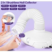 Brushless Nail Dust Collector 130W Strong Suction Vacuum Cleaner With Tube Elbow Manicure Fan Nail Dust Absorber For Nails Art