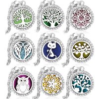 New Diffuser Locket Necklace Multiple Patterns Stainless Steel Perfume Pendant Essential Oil Aromatherapy Fashion Jewelry Gift