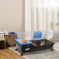 PawHut 89cm Small Animal Cage for Rabbit Ferret Guinea Pig w/ Food Dish