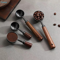 ✔Walnut Wood Coffee Scoop Stainless Steel Long Handle Measuring Spoon For Coffee Tablespoon Kitchen Tool Cafe Accessories