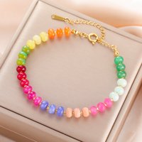 Delicate Colorful Natural Stone Bracelets For Women Girls Boho Beaded Bracelets Adjustable Chain Trendy Jewelry Gift Waterproof