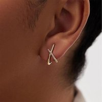 Fashion Cross Flash Diamond Stud Earrings Hypoallergenic Minimalist Shape X with Small Zircons Earrings Jewelry