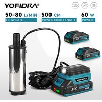 YOFIDRA 50-80L/min Elektryczna Pompa Wodna Bezprzewodowa Pompa Zanurzeniowa do Drenażu Narzędzie do Oczyszczania Wody Zlewu na Akumulator Makita 18V