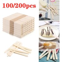 100/200pcs Natural Wooden Ice Cream Popsicle Sticks Wood Stick Ice Cream Spoon Hand Art Ice Cream Ice Cube Lollipop Cake Tools