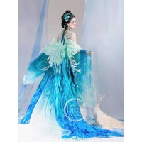 New Peacock Hanfu Womens fashion Heavy Industry Embroidery Chest Length Skirt Skirt Big Sleeved Shirt Super Immortal Antiquities