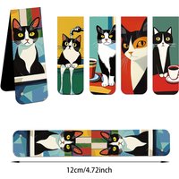 5PCS Simple and Fun Cat Magnetic Bookmarks Reading Book Pages Marking Student Decoration Page Marking Cards