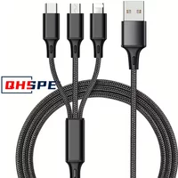 3 IN 1 USB Cable Micro USB Type C Charger Cable Multi Usb Port Fast Charging Cord For iPhone 11 12 13 Pro Max Xiaomi Samsung