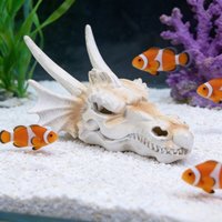 Aquarium Resin Dinosaur Skull Ornament Simulated Skeleton Decor Fish Tank Skull Model Shrimp Fish Hiding House Reptile Shelter