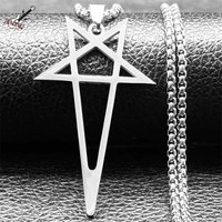 Hiphop Viking Pentagram Necklace For Women Men Stainless Steel Silver Black Color Retro Man Chain Jewelry