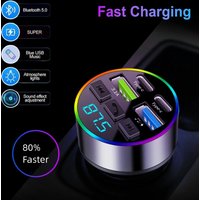 Bluetooth 5.0 Fm Transmitter Car Phone Charger Mp3 Music Player Car USB Cigarette Lighter Car Charger PD Fast Charging For Phone
