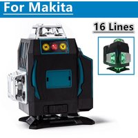 For Makita 18V Battery 16 Lines 4D Laser Level Horizontal And Vertical Automatic 3 ° Line-holding Green Beam Power Tools