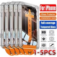 1-5Pcs Oleophobic Coating Dust Free Easy Installation Screen Protector For iPhone 15 14 13 12 11 X XS 16 Plus 17 Pro Max Glass