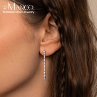 eManco Women's Rhinestone Tassel Long Earrings Wedding Party Stainless Steel Gold-Plated Hanging Pendant Wholesale