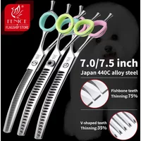 Fenice 7.0/7.5 inch Professional Dog Grooming Shears Curved Thinning Scissors for Dog Face Body Cutiing JP 440C High Quality