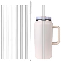 6 Pack Reusable Straws Plastic Straws with Cleaning Brush Compatible with Stanley 20&30 oz Stanley Adventure Tumbler