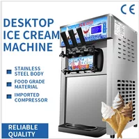 220V 1200W Desktop Commercial Soft Serve Ice Cream Machine 3-Color Ice Cream Maker ZM-168