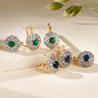 Diamond design inlaid zircon earrings ring two-tone set luxury fashion jewelry wedding banquet p holiday gift accessories