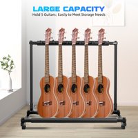 Multi Guitar Stand with Adjustable Feet 3/5/7/9 Compartments Guitar Display Rack Iron Storage Holder with EVA Cushion