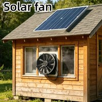 Solar Powered 6 Inch Exhaust Fan Kit Weatherproof Ventilation for Greenhouse Dog House RV Chicken Coop Shed Outdoor Camping