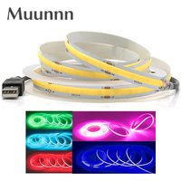 USB COB Strip DC 5V 320Leds/M Red/Pink/White/Ice Blue/Yellow Cabinet Light Lamp TV Backlight Flexible Ribbon Rope LED Strip