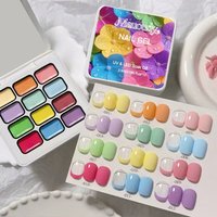 12 highly saturated macaron-colored solid gradient blush nail polish gel, UV nail gel, DIY nail art charm. Suitable for nail art