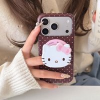 Korea INS Polka Dot Hello Kitty Magnetic Stand Phone Case For iphone 17 16 15 Pro Max For Magsafe Wireless Charging Holder Cover