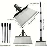 3/4 Section Handle Telescopic Manganese Steel Ice Scraper Heavy Duty Snow Shovel for Driveway, Yard and Outdoor Winter Cleaning