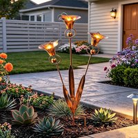 Wrought Iron Calla Lily Garden Stake Garden Stakes Decorative With Bell Flower Shape Outdoor Lawn Ornament Metal Yard Art