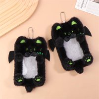 Idol Photo Protective Cover Student Card Holder Cartoon Black Cat Plush Card Holder Photocard Case Bag Keyring Pendant Gift