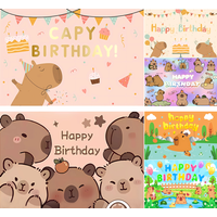 Cartoon Cute Capybara Theme Backdrop Birthday Decoration Supplies Decor Room Decoration Banner Kids Photography Background