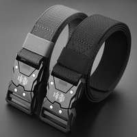 Men's Tactical Buckle Nylon Belt Outdoor Military Training Canvas Sports Casual Workwear Belt Minimalist Elastic Belts