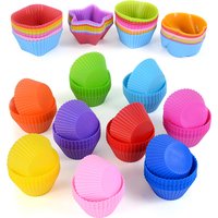 12Pcs Resistant Silicone Cake Mold For Muffin Cupcake Baking Food Grade Silicone Bagels Pan Baking Non Stick Mini Cupcake Mould