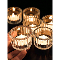2 Pcs Glass Tealight Candle Holder Small Clear Mini Candlestick Table Centerpiece Home Decorations for Wedding Festival Birthday