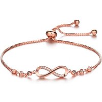 AliExpress MOONBIFFY Fashion Stainless Steel Endless Love Infinity Chain Bracelets on Hand Adjustable Cycle Crystal Bracelet Female Hand Jewelry
