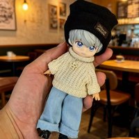Only Clothes Are Suitable for Movable Dolls Hot-selling Simple and Fashionable Hooded Sweater Jeans Suit Gentle Beige Sweater