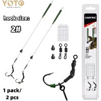 YOTO Pre-Tied Ronnie Carp Fishing Rigs, Fluorocarbon Line, High Tensile & Invisible, Tungsten Beads Weighted, Flexible Hook Sett