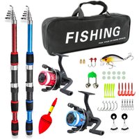 Telescopic Fishing Rods Spinning Reel Lure Kit Ultra-Short Fishing Pole for Couples Parents Kid Dual Rod Reel Set Fishing Tackle