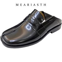 black Tabi Shoes Split Toe Patent Leather Loafers for Women Non Slip Lightweight Round Toe Wide Width Casual Cute men Moccasions